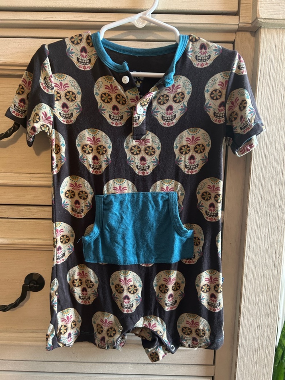Kickee Pants Kangaroo bamboo Romper Dia De Los Muertos Sugar Skulls 18-24 months